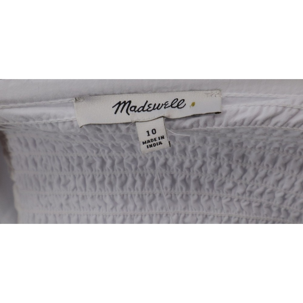 NWT Madewell Womens Poplin Crop Tube Top Pleated White Smocked Cotton Size 10 - Picture 8 of 10